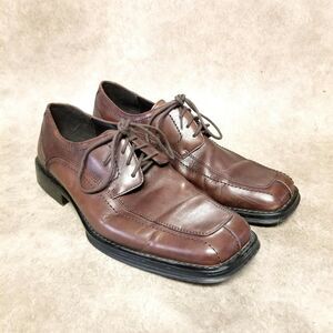 Axcess Mens Bleeker  Size 10.5 Brown Leather Lace Up Split Toe Oxford Dress Shoe